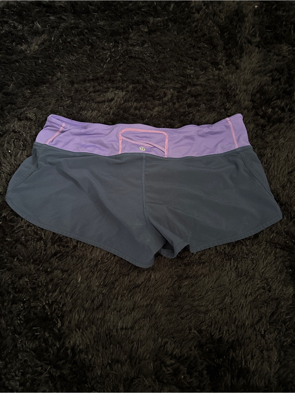 lululemon athletica black Shorts with Purple Waistband y2k vintage 2000s
